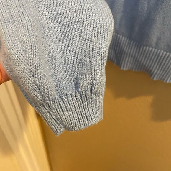 LOFT Women’s Sky Blue Bicycle and Flowers Embroidered Long Sleeve Sweater M - Picture 7 of 11